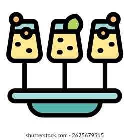 Three innovative molecular cocktails, garnished and served on sticks, are presented on a tray, showcasing modern gastronomy