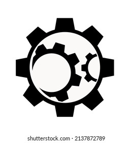 Three interacting systems. Transmission wheels rotation sign. The process of a complex technological operation. Simple vector icon illustration isolated on white background.