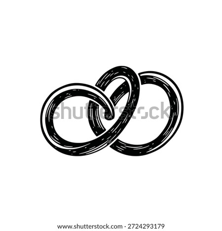 Three interconnected metal rings forming a strong bond