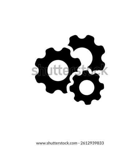 three interlocked gears icon. Symbolizes process, mechanism, engineering, teamwork, and efficiency. Suitable for design elements, website icons, and apps