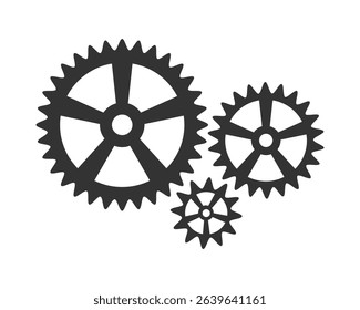Three interlocked gears symbolize teamwork, mechanics, and efficiency. Perfect for illustrating processes, problemsolving, or complex systems. Minimalist and impactful.