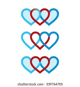 Three interlocked heart shapes perfect for Valentine's day or wedding cards