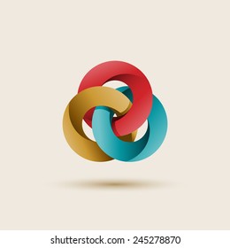 Three Interlocking Circles, Abstract Shape, Vector Illustration