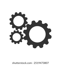 Three Interlocking Gears Symbolizing Teamwork and Efficiency. Illustration of three black gears interlocking, representing concepts of teamwork, efficiency, and industrial machinery in motion.