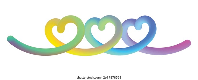 Tres corazones degradados entrelazados Unidad Amor Concepto Vector