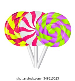 three isolated color vector lollipops