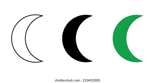drei einzelne Halbmond-Symbol auf weißem Hintergrund