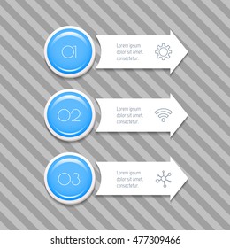 Three isolated rectangle paper infographic banners. Number banner templates for diagram, presentation or chart. EPS10 arrow infographic elements.