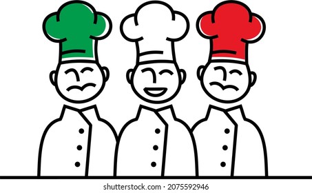 Three Italian chef line art logo vector. 
