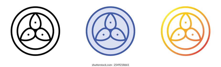 three jewels icon. Linear, Blue Fill and Gradient Style Design Isolated On White Background