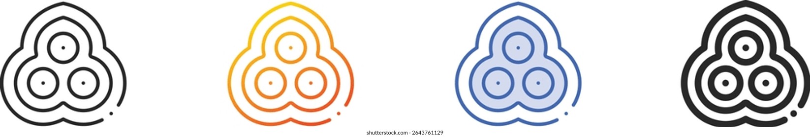 três joias icon.Thin Linear, Gradiente, Blue Stroke e negrito Design Estilo Isolado no fundo branco