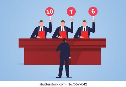 Three judges rate the businessman