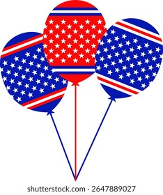 Three July 4 Balloons with Diagonal American Pattern