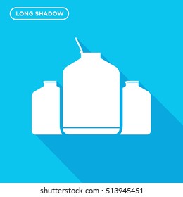 Three keg vector icon blue background with long shadow