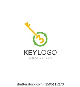 Three Key logo Concept, Key with Number Three Vector Logo Design Template
