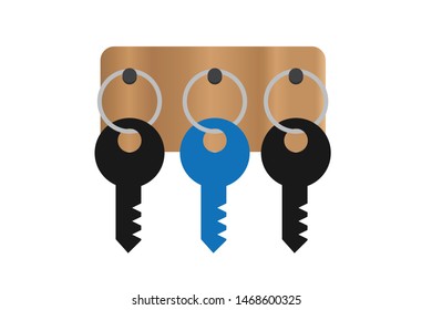 Three Key On A Key Rack Vector Icon