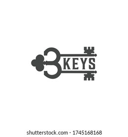 Three keys illustration modern logo.
