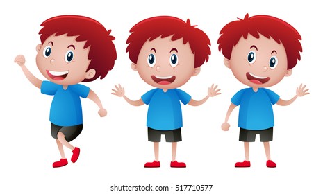 Three kids in different positions