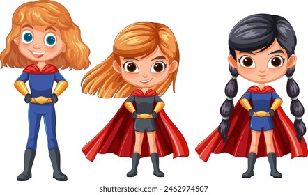 Three kids dressed as superheroes