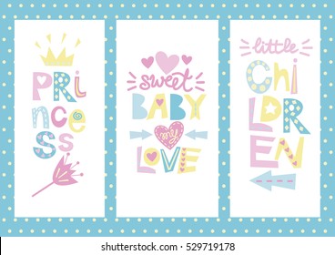 Three Kids layout with labels Princess, Baby, Love, Children. Child background.