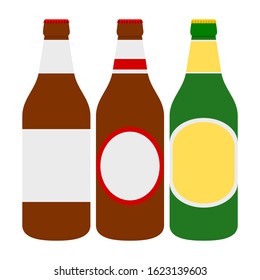 three kind of beer bottle flat design 