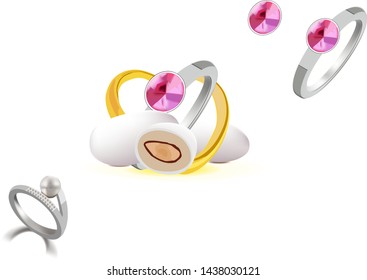 three of a kind ceremony rings with chocolates