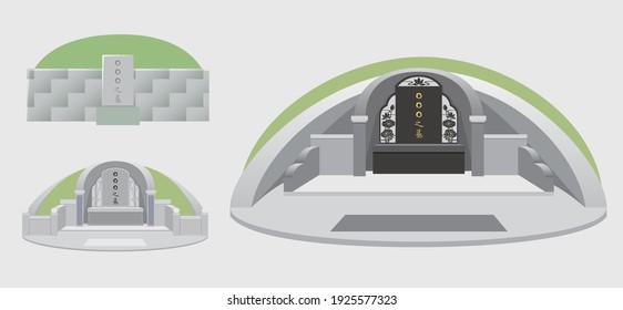 Three Kinds Of Chinese Tomb Vector Graphics. Chinese Translation:Someone's Tomb.