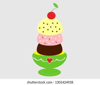 three kinds of ice cream in a cup for ice cream