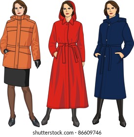 Three kinds of jackets for women of different length