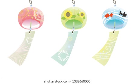 Three kinds of Japanese summer feature wind-bells