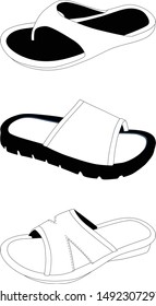 Three kinds of kid's slippers. Only use black and white.
