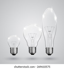 Three kinds of light bulb, vector