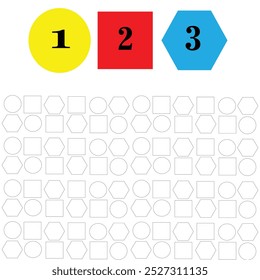 three kinds of squares with 3 different colors