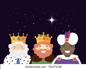 The Three Kings With Christmas Star. Epiphany Day