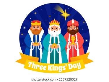 Three Kings Day Vector Illustration Celebrating Faith in the Divinity of Jesus and His Arrival into the World during the Epiphany Christian Festival