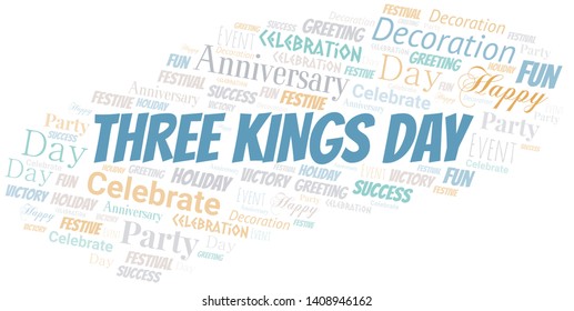 Three Kings Day Word Cloud. Word cloud Made With Text.