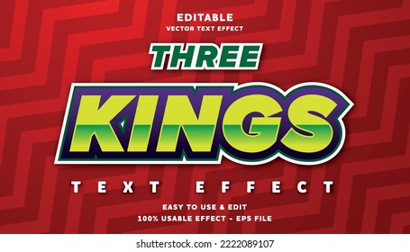 three kings editable text effect with modern and simple style, usable for logo or campaign title