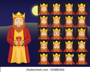 Three Kings Gaspar Cartoon Emoticons Vector Illustration