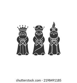 Three Kings Icon Silhouette Illustration. Nativity Vector Graphic Pictogram Symbol Clip Art. Doodle Sketch Black Sign.