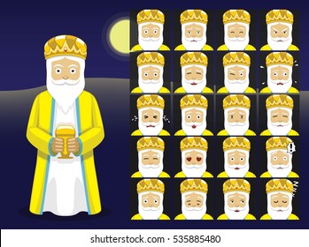 Three Kings Melchor Cartoon Emoticons Vector Illustration