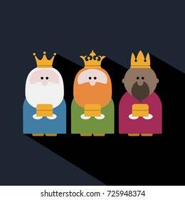 Three Kings on Epiphany day and a dark background