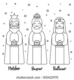 Three kings of orient christmas black and white avatar design