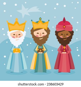 Cartoon Cute Three Wise Men Decorative Stock Vector (Royalty Free ...