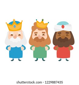 The three kings of orient on a white background. 3 Magi. Wise men Caspar, Melchior and Balthazar