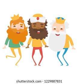 The three kings of orient on a white background. 3 Magi. Wise men Caspar, Melchior and Balthazar