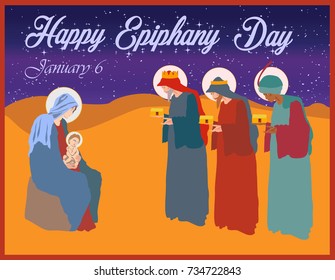 The three kings of orient on a white background. Christmas vectors. Happy Epiphany day