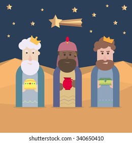 The three Kings of Orient scene vector illustration
