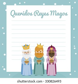 the three kings of orient. vectorized letter on a green background