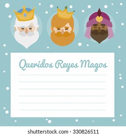 the three kings of orient. vectorized letter on a green background
