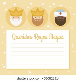 the three kings of orient. vectorized letter on a yellow background